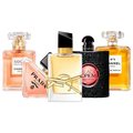 Combination of 5 women's perfumes – Coco, Prada, Libre, Black Opium and Chanel