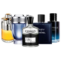 Combination of 5 men's perfumes – Azzaro, Invictus, Creed Aventus, Chanel and Sauvage